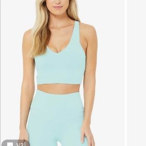 ALO Yoga Light Blue V-Neck Sports Bra